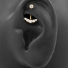 Rook Piercing With Gold Curve - Threadless