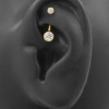 Rook Piercing With Gold Zirconia Disc - Threadless