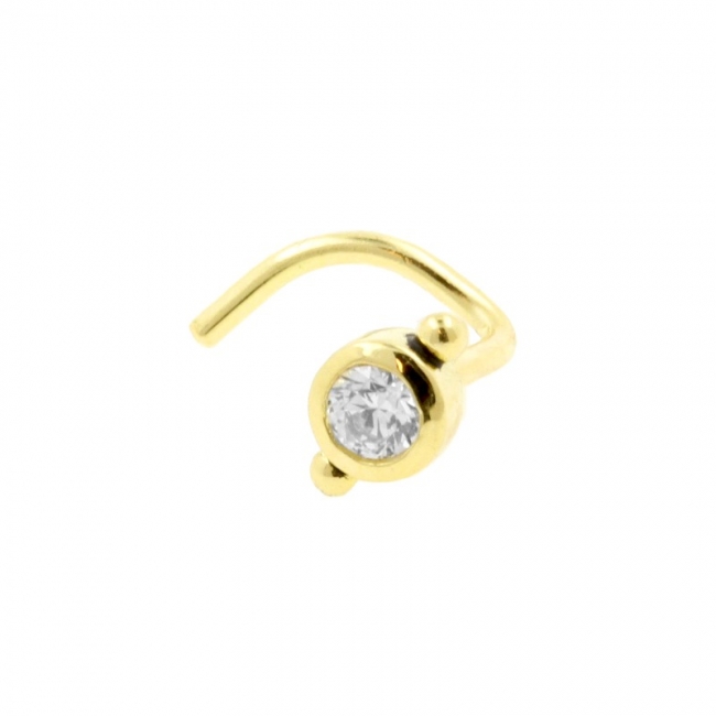 Gold Nose Stud With Zirconia - Dots