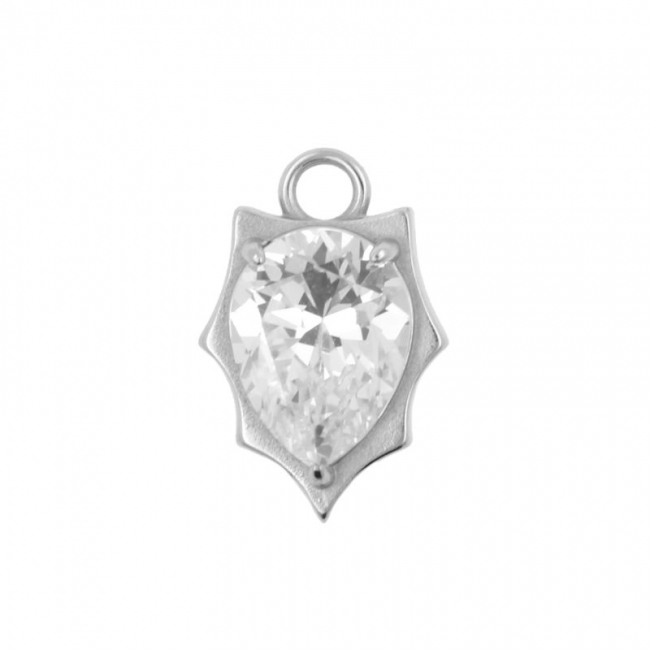 Click Ring Charm Nickle-free - Zirconia Leaf