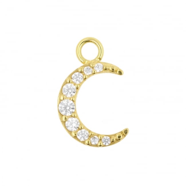 Gold Click Ring Charm - Zirconia Moon