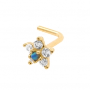 Gold Nose Stud With Zirconia Flower