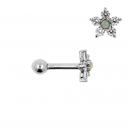 White Gold Tragus Barbell With Flower