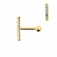 Gold Tragus Barbell With Zirconia