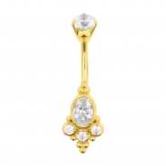 Belly Ring Zirconia Oval Cluster