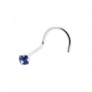 White Gold Nose Stud with Square Gem