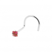 White Gold Nose Stud with Square Gem