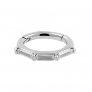 Oval Click Ring with Three Zirconia Baguettes