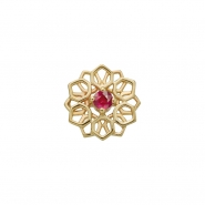 Gold Ornament Flower With Ruby - Threadless