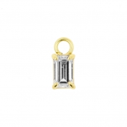 Gold Click Ring Charm - Zirconia Rectangle
