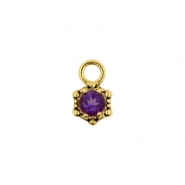 Gold Click Ring Charm - Vintage Dots Amethyst