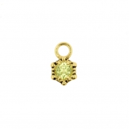 Gold Click Ring Charm - Vintage Dots Peridot