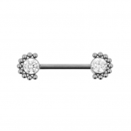 Nipple Barbell With Zirconia Cluster